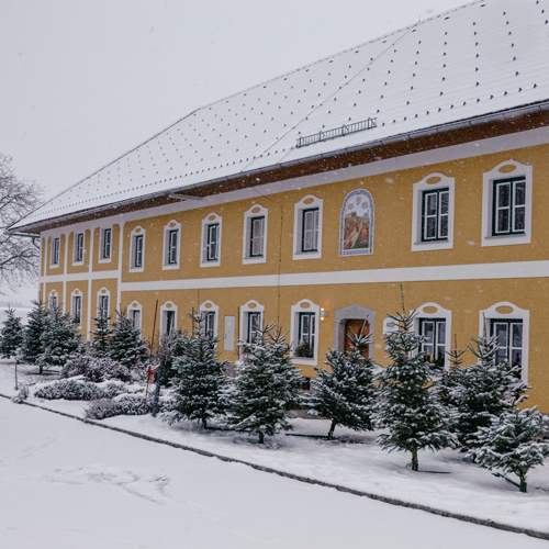 Höllerhof im Winter mit Christbaumverkauf